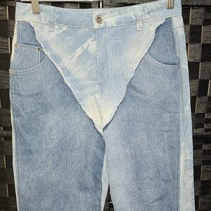 Manière de Voir Two Toned Marbled Mom Patchwork Jeans Size 12